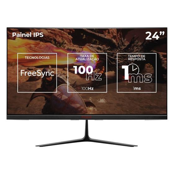 Imagem de Monitor Gamer Pichau Athen V3, 24 Pol, IPS, FHD, 1ms, 100Hz, FreeSync, HDMI/VGA, PG-ATH24V3-BL01