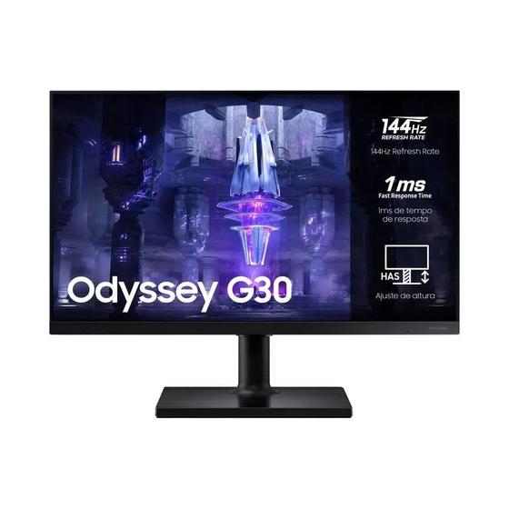 Imagem de Monitor Gamer Samsung Odyssey G30 24” FHD, Tela Plana, Painel VA, 144Hz, 1ms, HDMI, FreeSync Premium