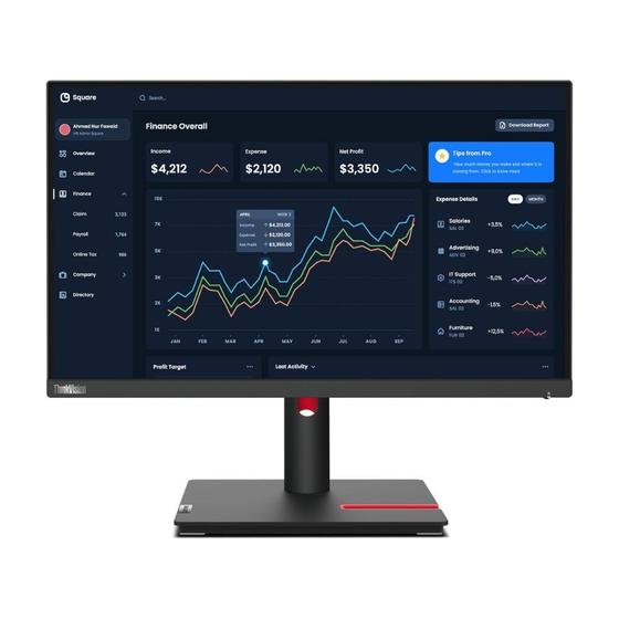 Imagem de Monitor Lenovo T22I-30 21,5'' LED Full Hd IPS HDMI Display Port HUB USB VESA Ajuste de Altura PIVOT 99 Srgb