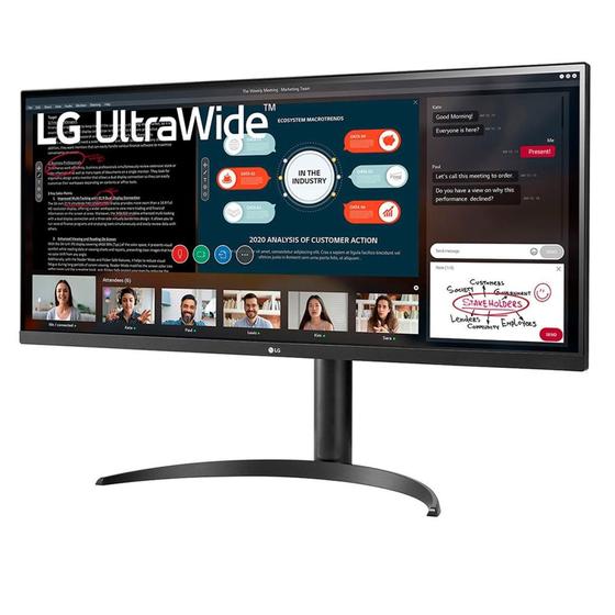 Imagem de Monitor LG 34' IPS, Ultra Wide, Full HD, HDMI, HDR 10, FreeSync, Ajst de Altura, Preto 34WP550