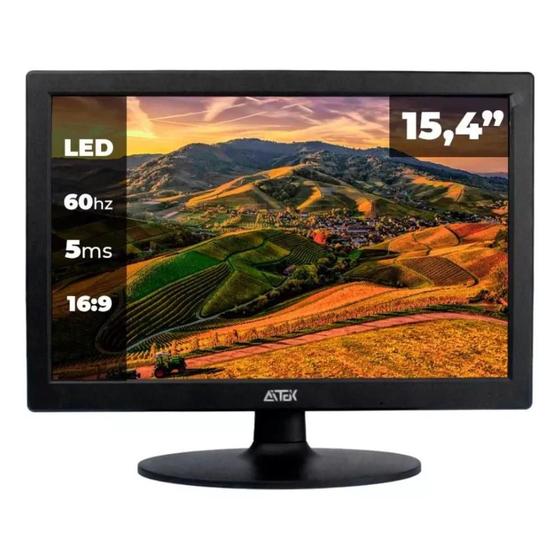 Imagem de Monitor Pc Tela Led 15,4'' Hd Entrada Vga 12v 5ms 60hz