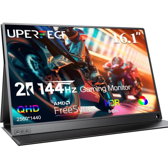 Imagem de Monitor portátil UPERFECT 2K 144 Hz 16,1 polegadas para jogos com suporte de capa