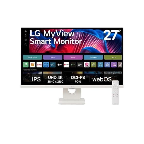 Monitor Smart LG MyView 27", 4K, IPS, WebOs, ThinQ, Apple AirPlay, Som Integrado - 27SR73U-W Imagem de Monitor Smart LG MyView 27", 4K, IPS, WebOs, ThinQ, Apple AirPlay, Som Integrado - 27SR73U-W