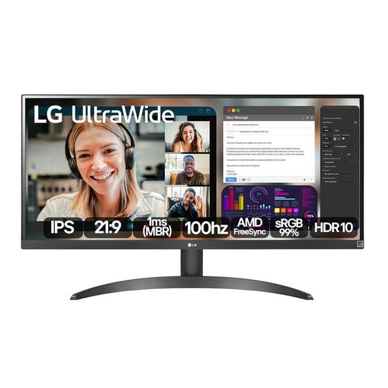 Monitor UltraWide LG 29 29WQ500B Tela IPS, Full HD, 1ms MBR Monitor UltraWide LG 29 29WQ500B Tela IPS, Full HD, 1ms MBR