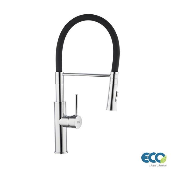 Imagem de Monocomando Gourmet 2316P preto com cromado redondo flexível