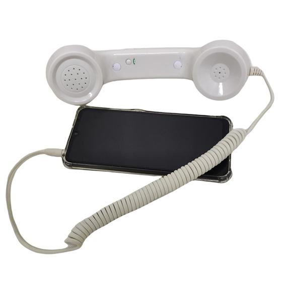 Imagem de Monofone Pop Phone Fone Ouvido P2 Vintage Branco Retro Celular Smartphone Tablet Computador