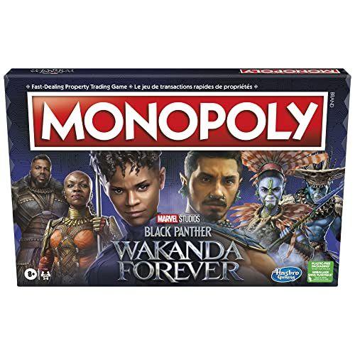 Imagem de MONOPOLY: Jogo de tabuleiro Black Panther: Wakanda Forever Edition da Marvel Studios para famílias e crianças com mais de 8 anos, jogo para 2-6 jogadores