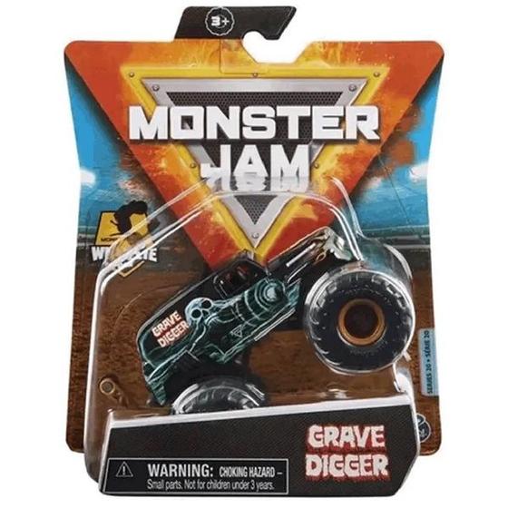 Monster JAM Grave Digger Preto SUNNY 2025 Carrinho de Brinquedo