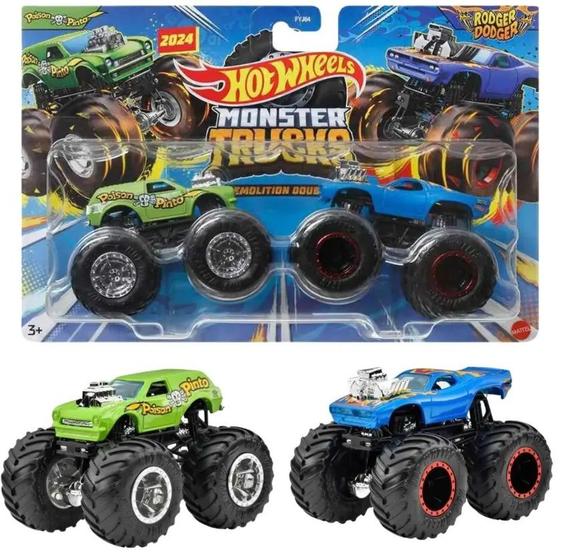 Imagem de Monster Trucks 1:64  Pack C/ 2 Poison Pinto Vs Rodger Dodger