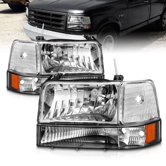 Imagem de Montagem de faróis AmeriLite para Ford F150 F250 F350 Bronco Chrome 1992-1996