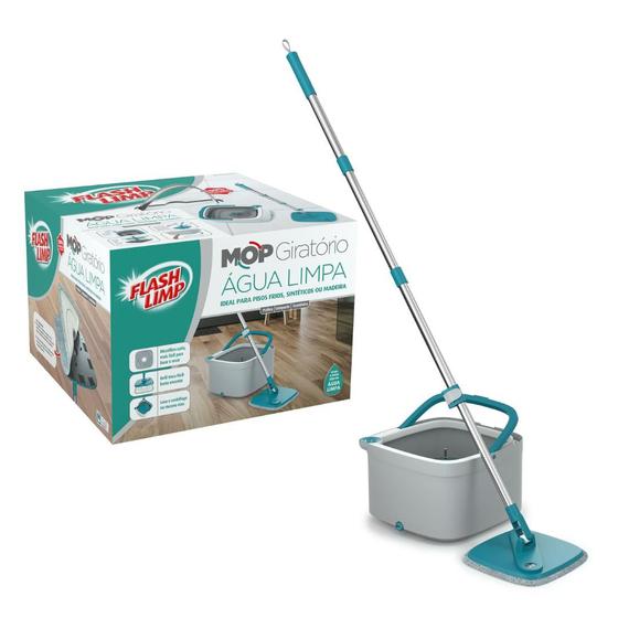 Mop Balde Giratório Limpeza Vassoura Esfregão Agua Limpa Quadrado ...