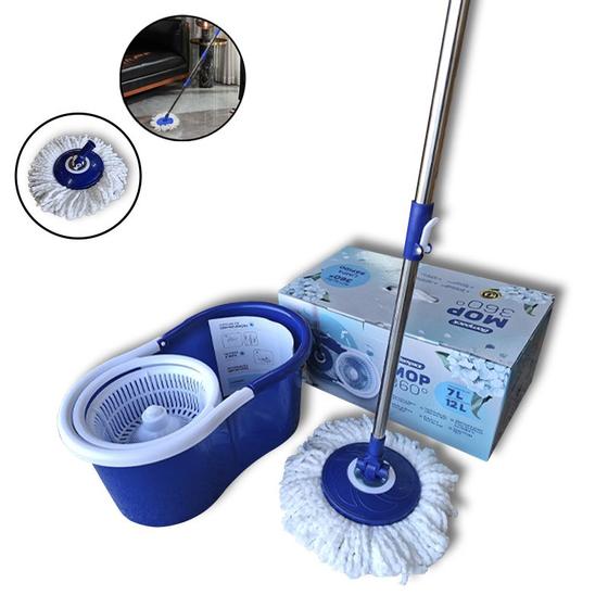 Imagem de Mop Com Cesto Giratório 360 Bompack e Refil Microfibra Extra