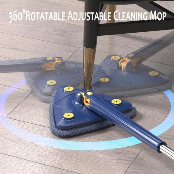 Imagem de Mop Esfregão Com 2 Refil Triangular Giratório 360 Ajustável limpeza
