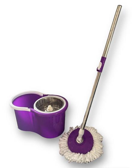Imagem de Mop Esfregão Giratório com Rodinha 15L Inox De Limpeza com 2 Refil