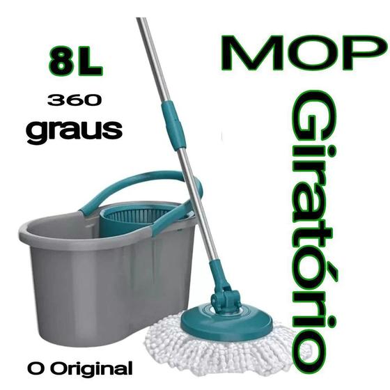 Imagem de Mop Esfregão vassoura Giratório casa cozinha banheiro sala área 7 Litros Extensível