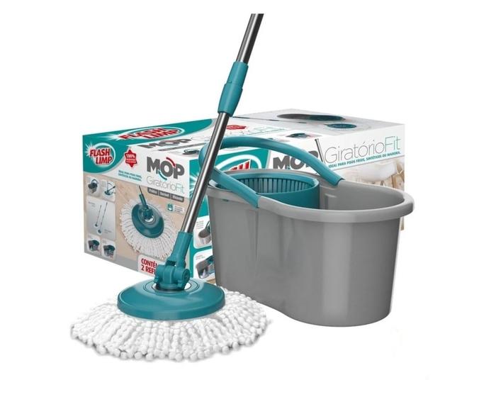 Mop Fit Giratório MOP5010 360 Esfregão Microfibra 08 litros MOP5010 Flash Limp Menor preço em Mop Fit Giratório MOP5010 360 Esfregão Microfibra 08 litros MOP5010 Flash Limp