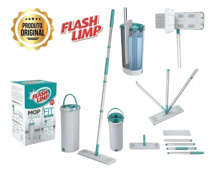 Mop Flash Limp Multiuso Duplo Lava E Seca Compacto Menor preço em Mop Flash Limp Multiuso Duplo Lava E Seca Compacto