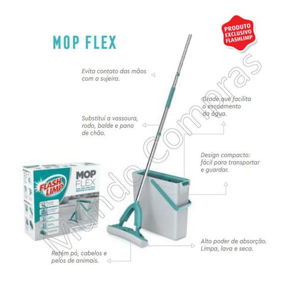 Mop Flash Limp Rodo Mágico Flex Com Balde 10 Litros Menor preço em Mop Flash Limp Rodo Mágico Flex Com Balde 10 Litros