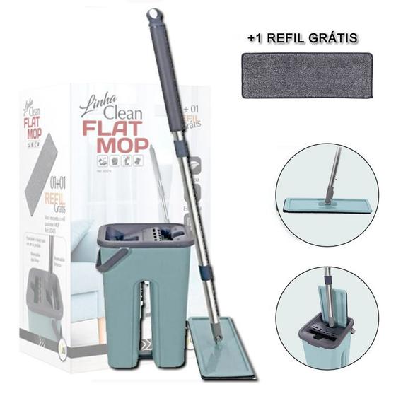 Mop Flat Rodo e Balde Esfregão Limpeza com Refil Extra Menor preço em Mop Flat Rodo e Balde Esfregão Limpeza com Refil Extra