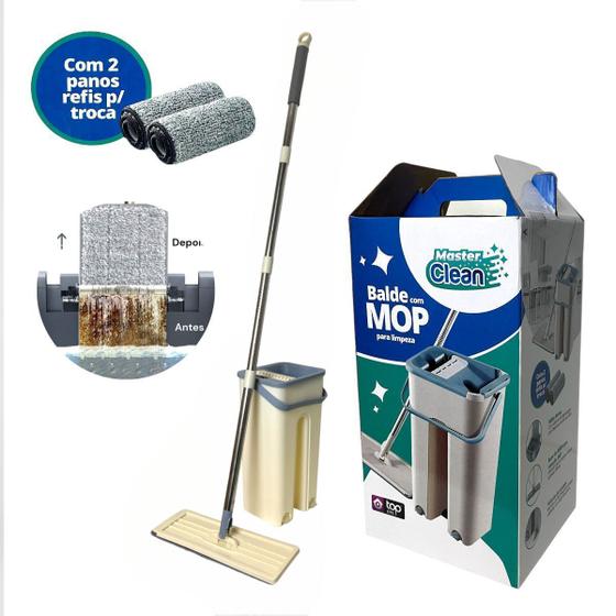 Imagem de Mop Flat Rodo E Balde Lava Seca Profissional Com 2 Refil