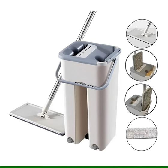 Imagem de Mop Flat Slim Limpeza Tira Pó Poeira Lava e Seca Microfibra 360 Graus