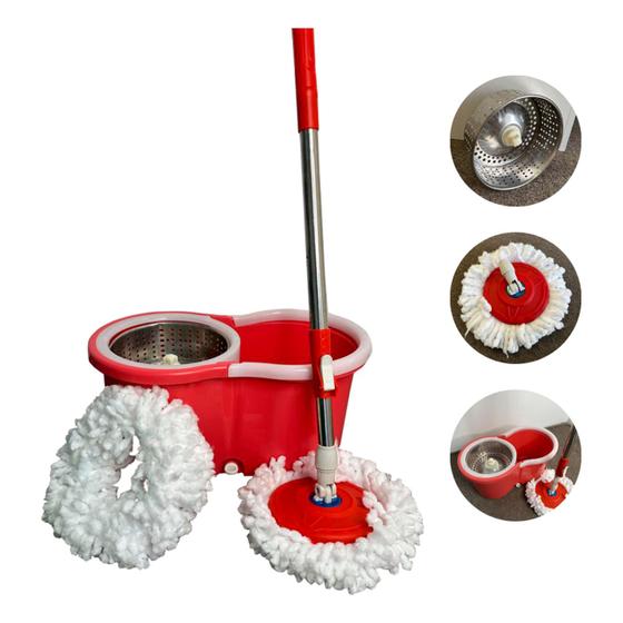 Imagem de Mop Girátorio 360 Esfregão Inox Micro Fibra Balde 13 Litros
