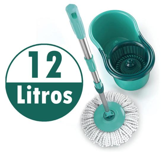 Mop Giratório 360º Balde 12 Litros Com Alça e Rodinhas Esfregao em Microfibras com Cabo Inox Extensível Ideal Para Todos Os Tipos De Pisos - Sortido Menor preço em Mop Giratório 360º Balde 12 Litros Com Alça e Rodinhas Esfregao em Microfibras com Cabo Inox Extensível Ideal Para Todos Os Tipos De Pisos - Sortido