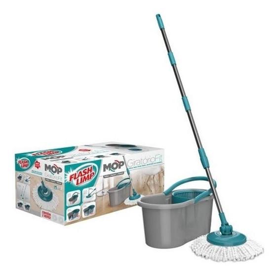 Mop Giratório Balde Fit Cabo Inox Flash Limp Centrifugador Verde Musgo Menor preço em Mop Giratório Balde Fit Cabo Inox Flash Limp Centrifugador Verde Musgo