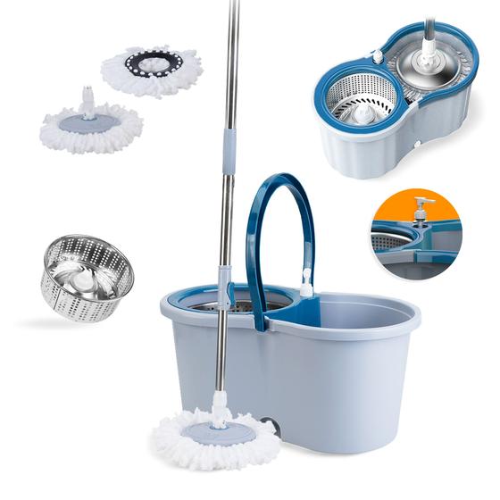 Imagem de Mop Giratório Com Cesto Em Inox C/2 Refil E Para Sabão