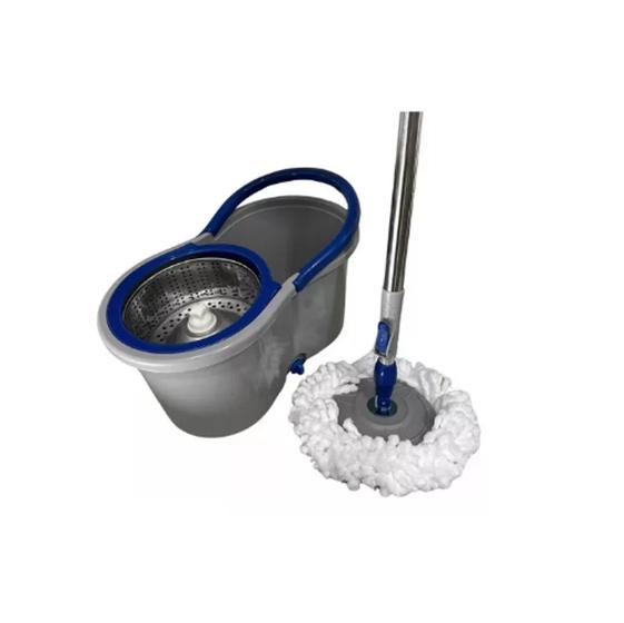 Imagem de Mop Giratório com Cesto Inox 360 8L e com cabo Extensivo de 1,30mts