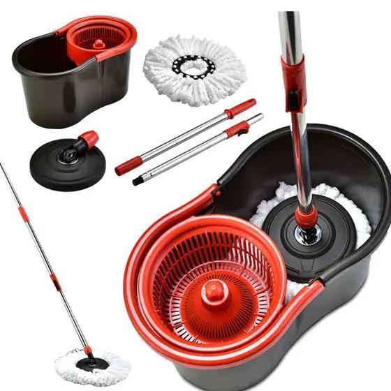 Mop Giratório Esfregão de Limpeza Balde Centrifugador e Cabo em Inox - Powermaid Menor preço em Mop Giratório Esfregão de Limpeza Balde Centrifugador e Cabo em Inox - Powermaid