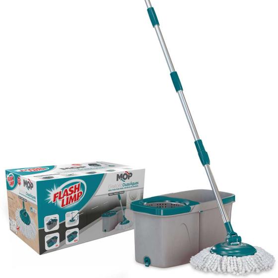 Imagem de MOP GIRATORIO FLASH LIMP DUAS AGUAS FIT 3L/4,8L COM REFIL MICROFIBRA CABO 128cm