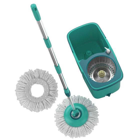 Imagem de MOP GIRATORIO FLASH LIMP DUAS AGUAS PRO 6L/9L COM 1 REFIL EXTRA MICROFIBRA E CABO AÇO 128cm