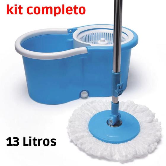 Imagem de Mop Giratorio Plástico Esfregão Kit Completo 1 Refil