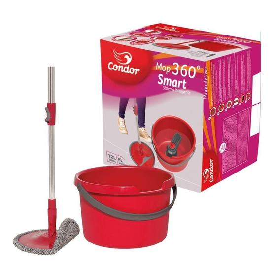 Imagem de Mop Giratório Smart 360 Condor 1651 Balde De 12L Vermelho