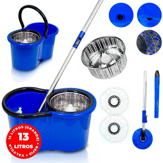 Mop Giratório Tutto Home Esfregão com Balde Centrifuga 13L