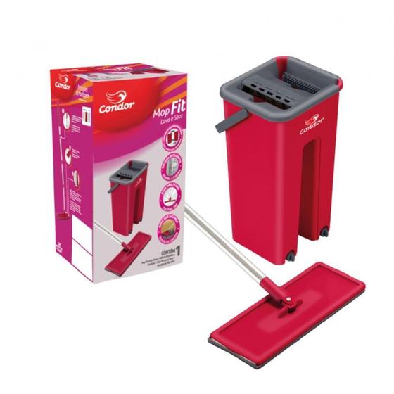 Imagem de Mop Lava e Seca Fit Condor 1653 com Balde de 9 Litros - Vermelho