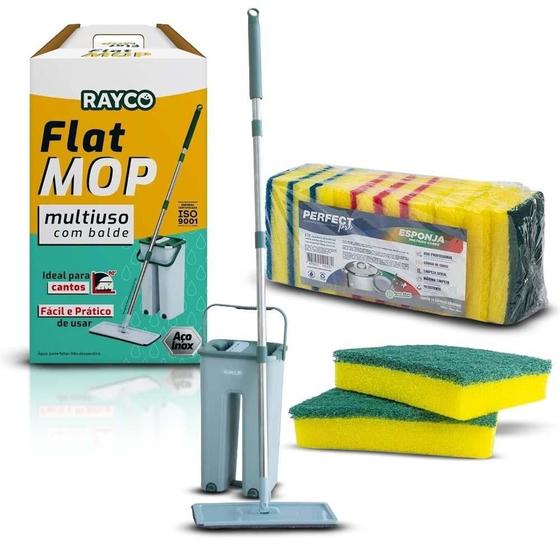 Imagem de Mop Lava E Seca Vertical Com Kit Bucha Esponja 10 Peças Unic