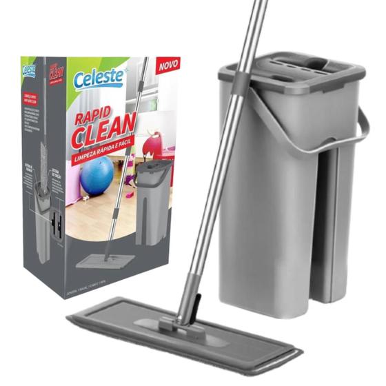 Mop Limpeza Rodo Mágico Giratório Esfregão Balde Flat Flash Menor preço em Mop Limpeza Rodo Mágico Giratório Esfregão Balde Flat Flash