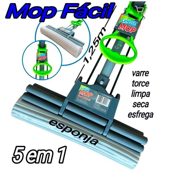 Imagem de Mop Magico seca Chão Multi torce esfrega seca rodo cozinha vidros chão pratico celeste