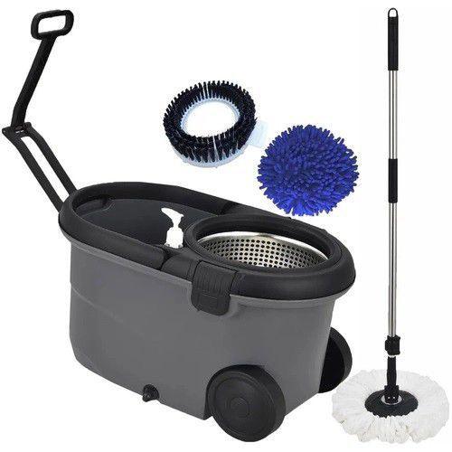Mop Move 360 Giratório 3 Refis Cesto Inox Cinza Perfect Mop