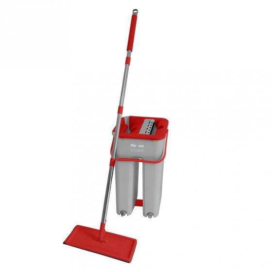 Imagem de MOP Multiuso WAP Duplo Compacto com Sistema Dreno, Lava e Seca com Pano de Microfibra Cinza/Vermelho