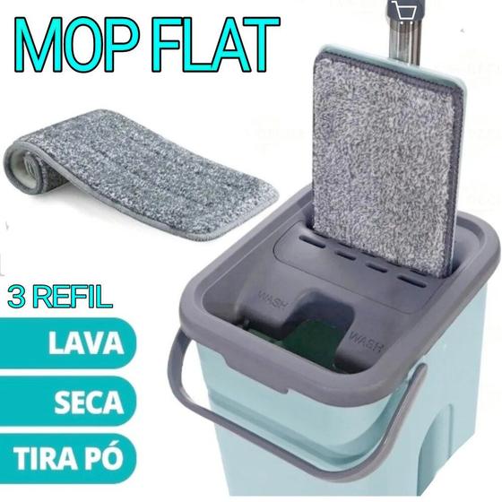 Imagem de Mop rodo esfregão flat mop spray 2 em 1 limpeza chão cozinha  comércio limpa tudo