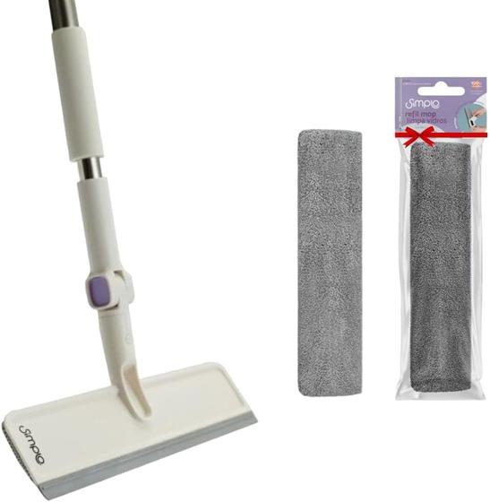 Imagem de Mop Rodo Mágico Limpa Vidros e Janela Extensível 1 Refil Extra Microfibra e Rodinho Esfregão Simplo