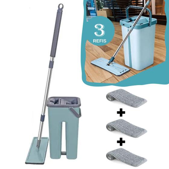 Mop Rodo Tirá Pó Esfregão Com Balde Flat Wash And Dry + refil extra é boa?