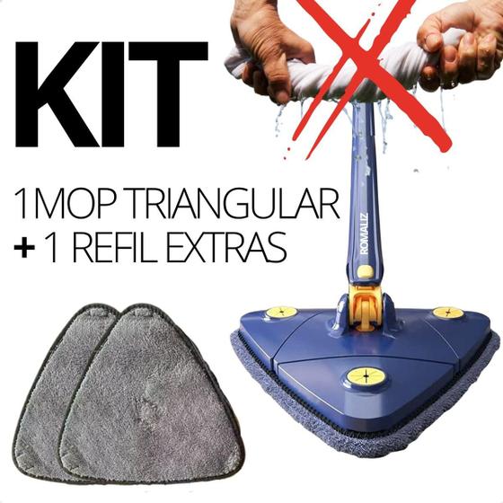 Imagem de Mop Triangular Giratorio 360 Esfregão Limpeza C/ Refil