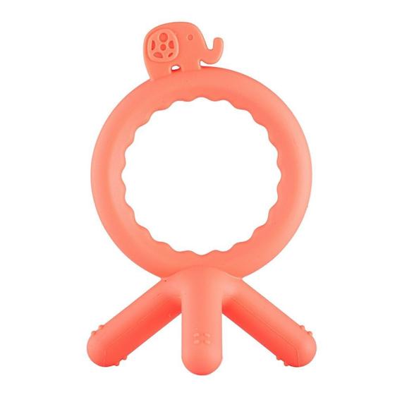 Imagem de Mordedor Bebê Infantil Criança Menino Menina +4 meses Silicone Animal Elefante Pimpolho Laranja