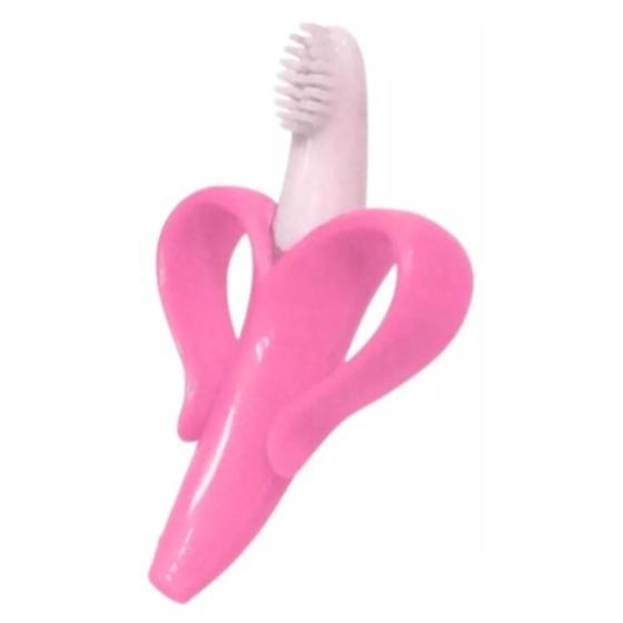 Imagem de Mordedor Buba Banana Escova Massageador Gengiva Rosa