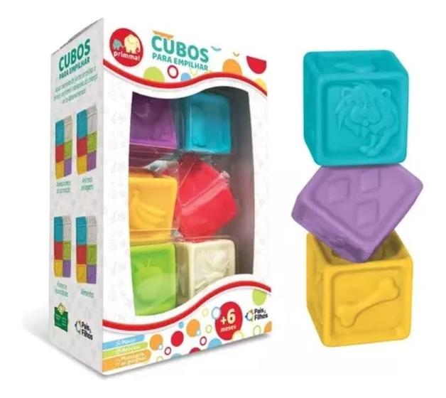 Imagem de Mordedor Cubos Empilhar Colorido Bebe Criança Menino Menina