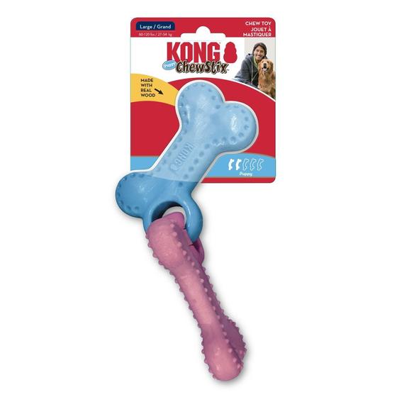 Imagem de Mordedor de Nylon e Madeira para Filhotes Kong Chewstix Puppy Link Bone - M